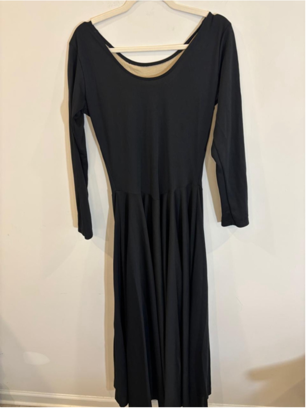 Girls Eurotard Long Sleeve Dance Dress Black Beige Size XL #C74